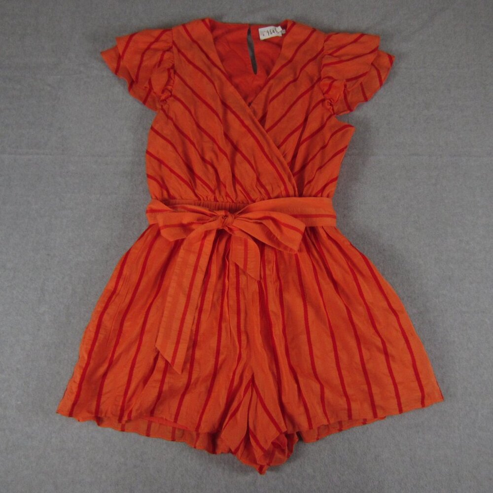 Tanya Taylor Marie Romper Size 6 Orange Striped